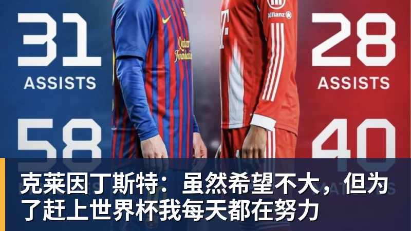 克莱因丁斯特：虽然希望不大，但为了赶上世界杯我每天都在努力